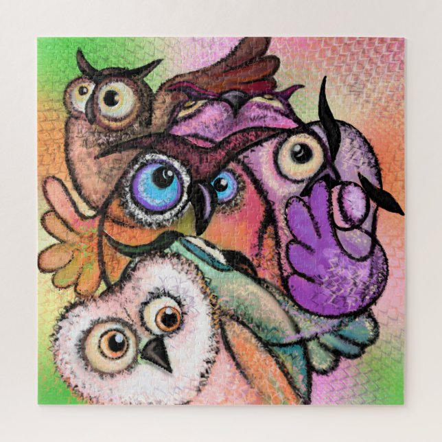Colourful Owls Puzzle Fun Painting (Vertical)