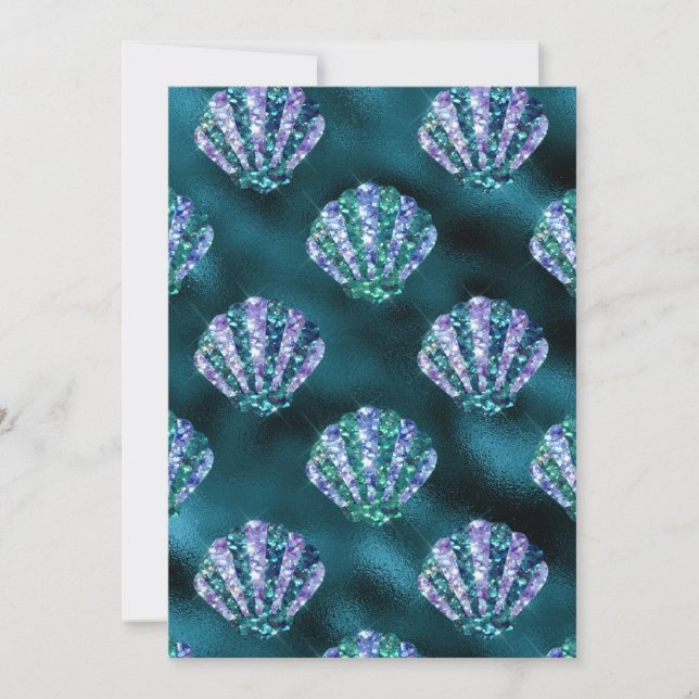 Colourful Oyster Shell Pattern Ocean Glam Turquois Invitation (Front)