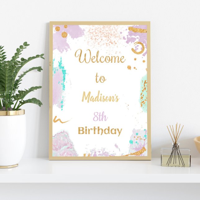 Colourful Paint Birthday Welcome Sign (Paint Birthday Welcome Signs)