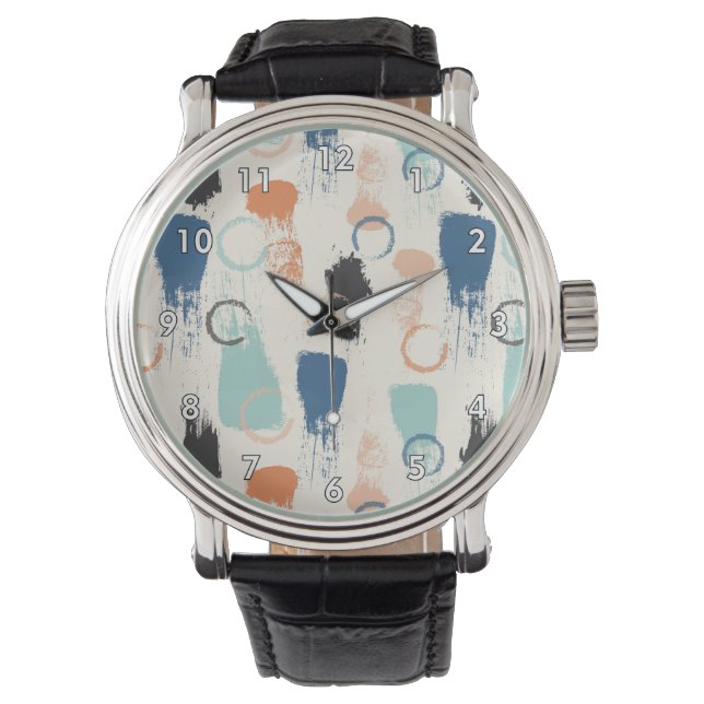 Colourful Paint Blotches and Splats Watch (Front)