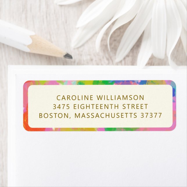 Colourful Paint Border Return Address Bright Moder Label (Insitu)