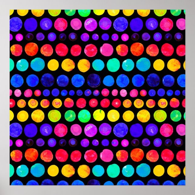 Colourful Paint Dots Pattern Poster (Front)
