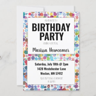 Colourful Paint Dots Teenager Birthday Party Invit Invitation