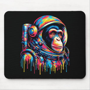 Colourful Paint Drip Astronaut Chimpanzee Mouse Pad