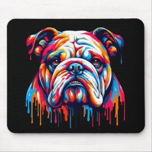 Colourful Paint Drip Bulldog Mouse Pad