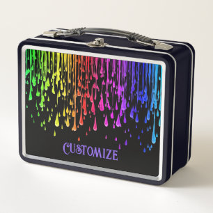 Colourful Paint Drips Metal Lunch Box