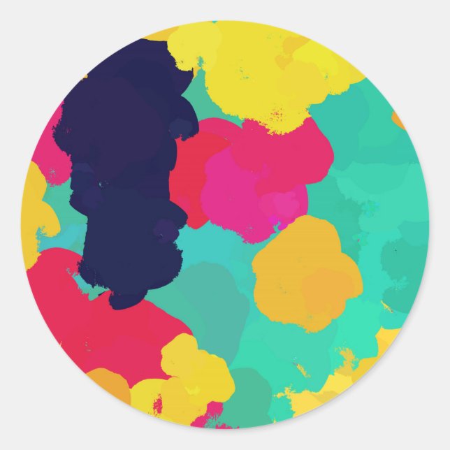 Colourful Paint Fiesta Arts Crafts Birthday Party Classic Round Sticker (Front)