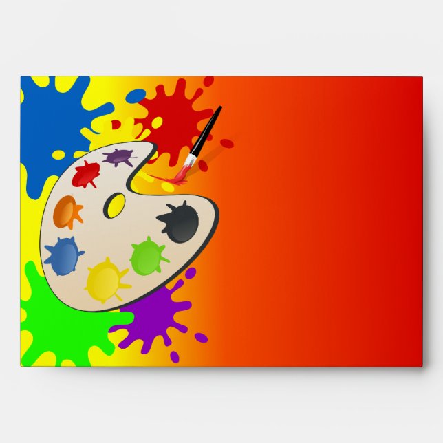Colourful Paint Palette Art Painting Birthday Part Envelope (Front)