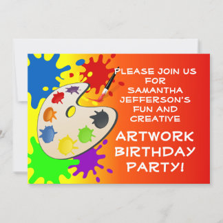 Colourful Paint Palette Art Painting Birthday Part Invitation