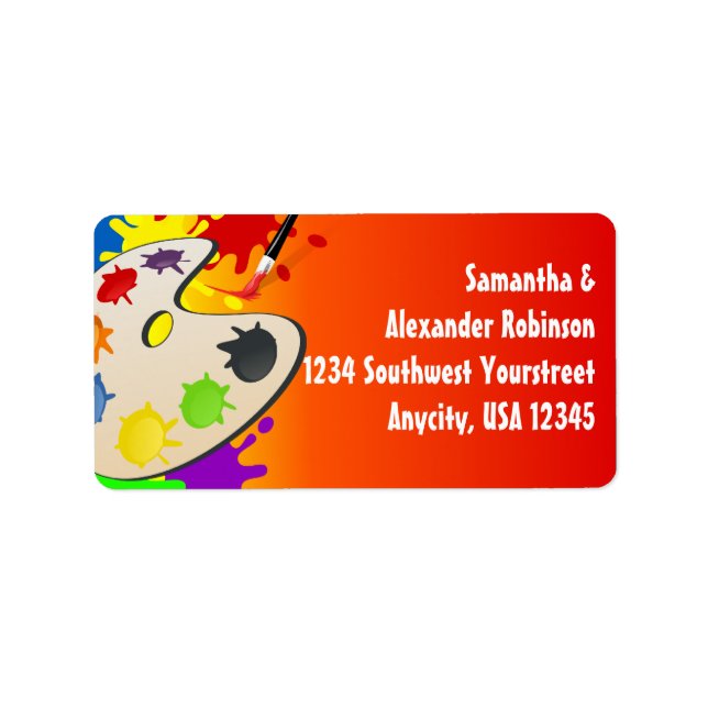 Colourful Paint Palette Art Painting Birthday Part Label (Front)