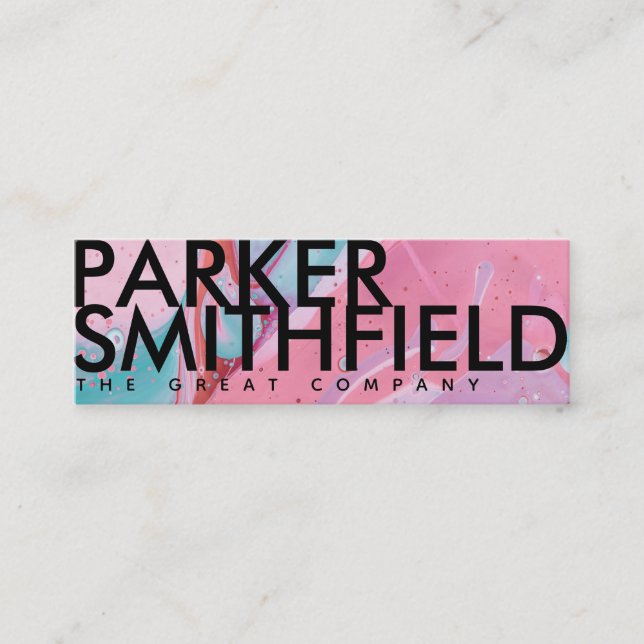 Colourful Paint Pour Mini Business Card (Front)