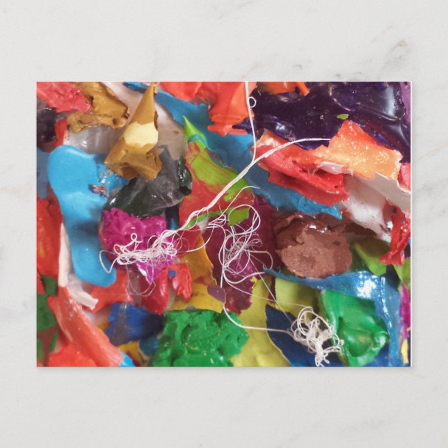 Colourful paint skins mini assemblage postcard (Front)