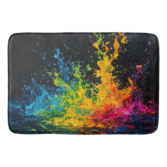 Colourful Paint Splash Bath Mat (Front)