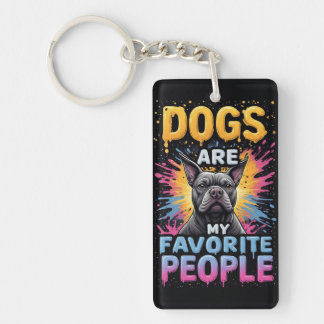 Colourful Paint Splash Bulldog Graphic Key Ring