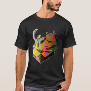 Colourful Paint Splash Cardboard Box Playing Cat T-Shirt