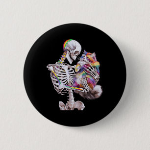 Colourful Paint Splash Cat And Skeleton Art Graphi 6 Cm Round Badge