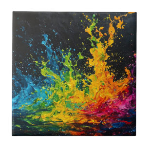 Colourful Paint Splash Ceramic Tile