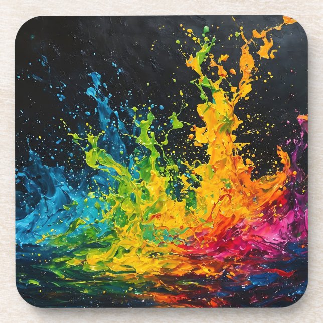 Colourful Paint Splash Coaster (Front)