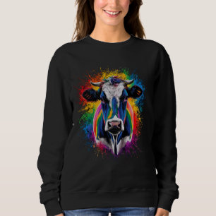 Colourful Paint Splash Cow Art Graphic Sweatshirt