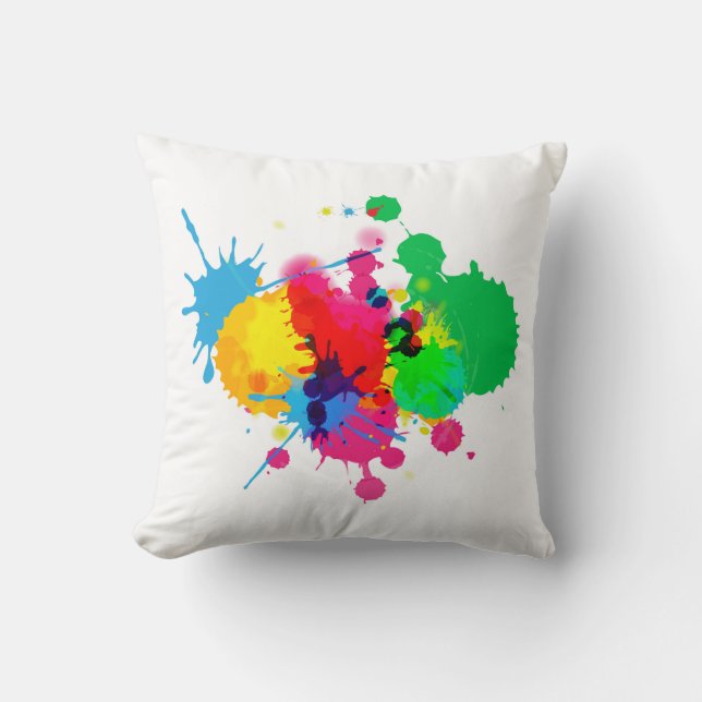 Colourful Paint Splash Cushion (Front)