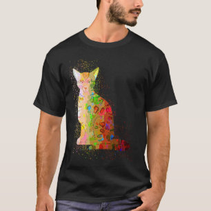 Colourful Paint Splash Cute Bengal Cat T-Shirt