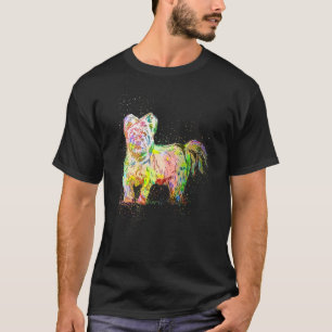 Colourful Paint Splash Cute Dog Skye Terrier Premi T-Shirt