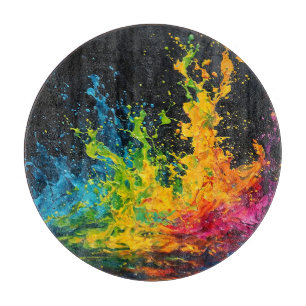 Colourful Paint Splash Cutting Board