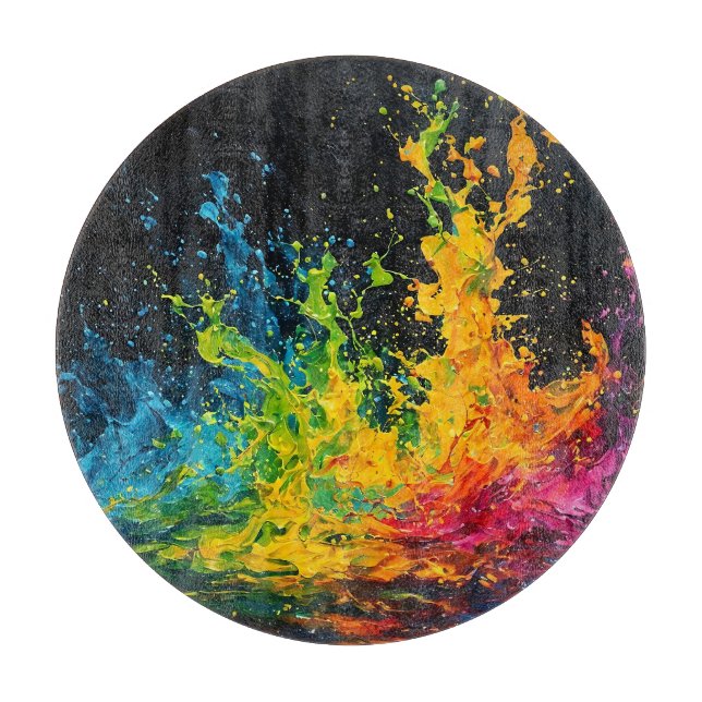 Colourful Paint Splash Cutting Board (Front)