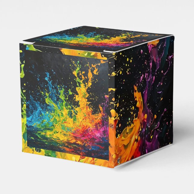 Colourful Paint Splash Favour Box (Front Side)