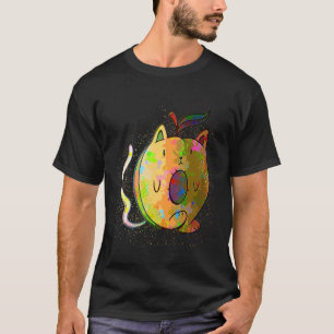 Colourful Paint Splash Fruit Cat Apricat T-Shirt