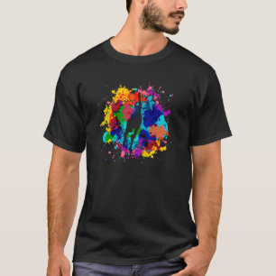 Colourful Paint Splash Girl Gymnast Rhythmic Gymna T-Shirt