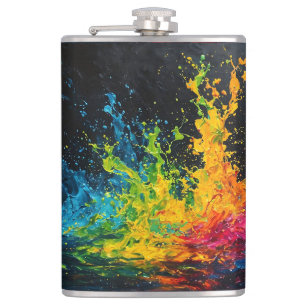 Colourful Paint Splash Hip Flask