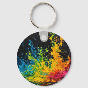 Colourful Paint Splash Key Ring
