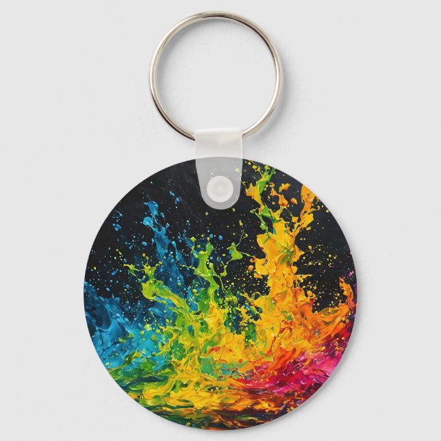 Colourful Paint Splash Key Ring (Front)