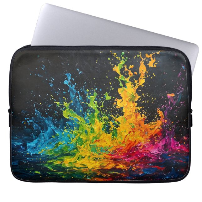 Colourful Paint Splash Laptop Sleeve (Front)