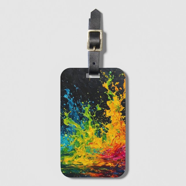 Colourful Paint Splash Luggage Tag (Front Vertical)