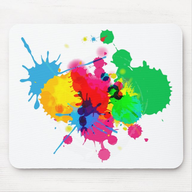Colourful Paint Splash Mouse Pad (Front)