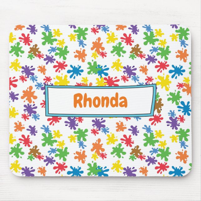 Colourful paint splash mouse pad (Front)