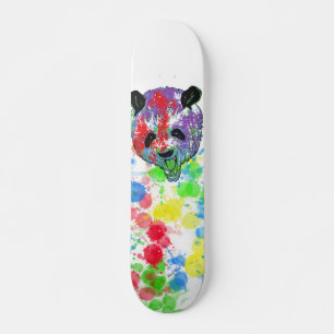 Colourful Paint Splash Panda Skateboard