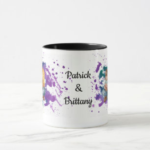 Colourful Paint Splash Purple Green Dad Child Phot Mug