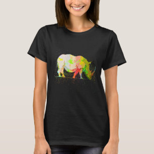 Colourful Paint Splash Realistic Wild Animal Rhino T-Shirt