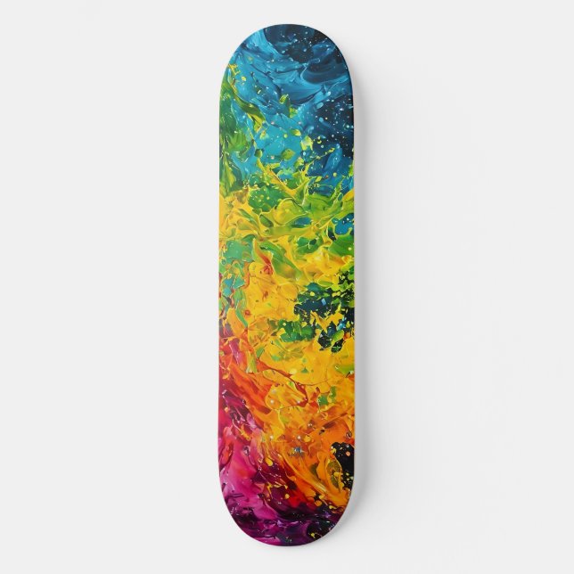Colourful Paint Splash Skateboard (Front)