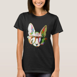 Colourful Paint Splash Sunglasses Sphynx Cat T-Shirt