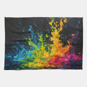 Colourful Paint Splash Tea Towel