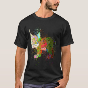 Colourful Paint Splash Wild Cat Caracal T-Shirt