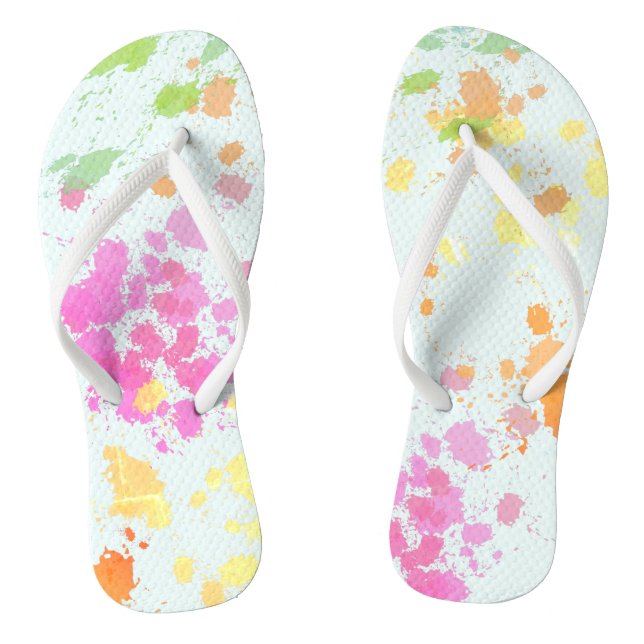 Colourful Paint Splashes Splatter Thongs (Footbed)
