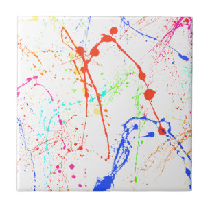 Colourful Paint Splats Ceramic Tile