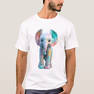 Colourful Paint Splatter Baby Elephant Men T-Shirt
