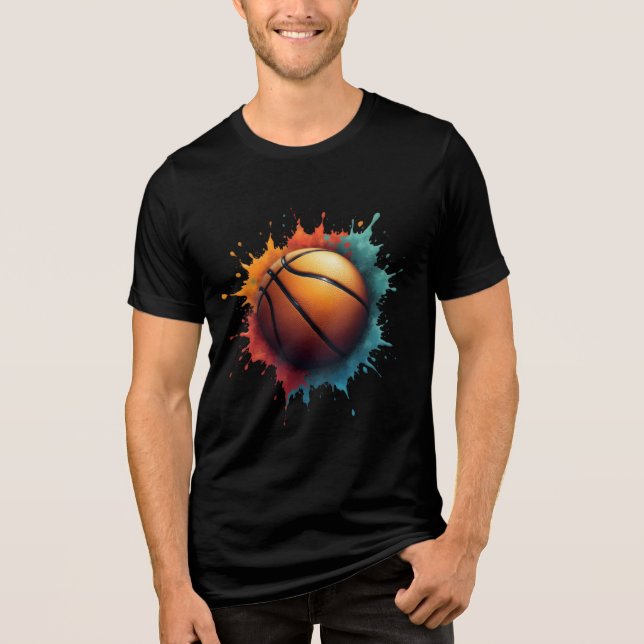 Colourful Paint Splatter Basketball Tri-Blend Shirt (Front)