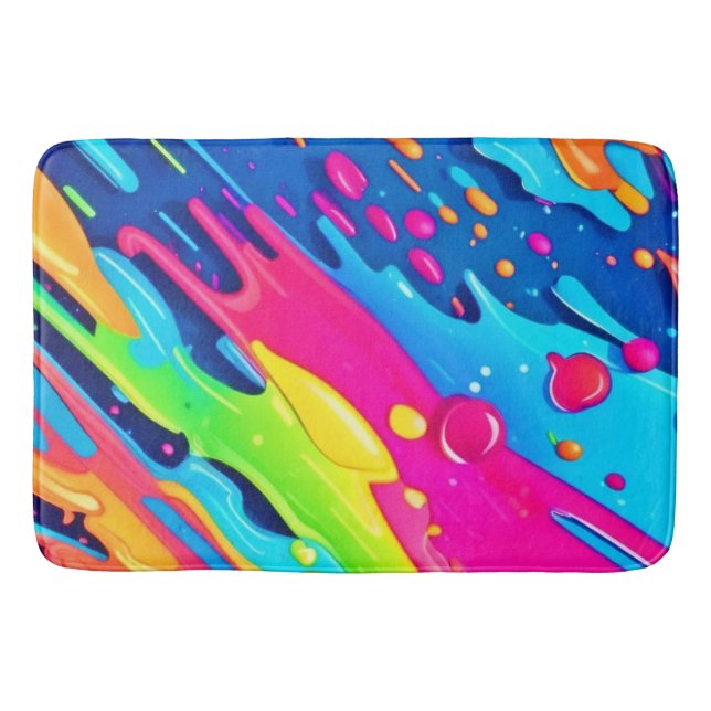 Colourful Paint Splatter Bath Mat (Front)